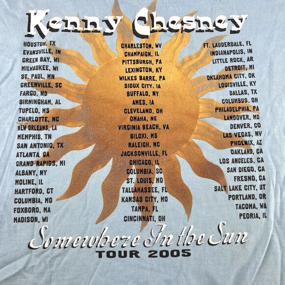 Kenny Chesney Somewhere in the Sun 2005 Tour T-Shirt Light Blue Size - Picture 13 of 13